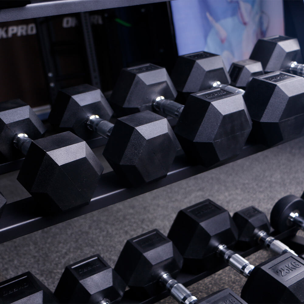 ヘキサゴン形 橡胶コーティング ダンベル -OK1013 | ラバーダンベル |